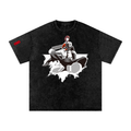 T-shirt surdimensionné en coton délavé avec motif tronçonneuse pour couple