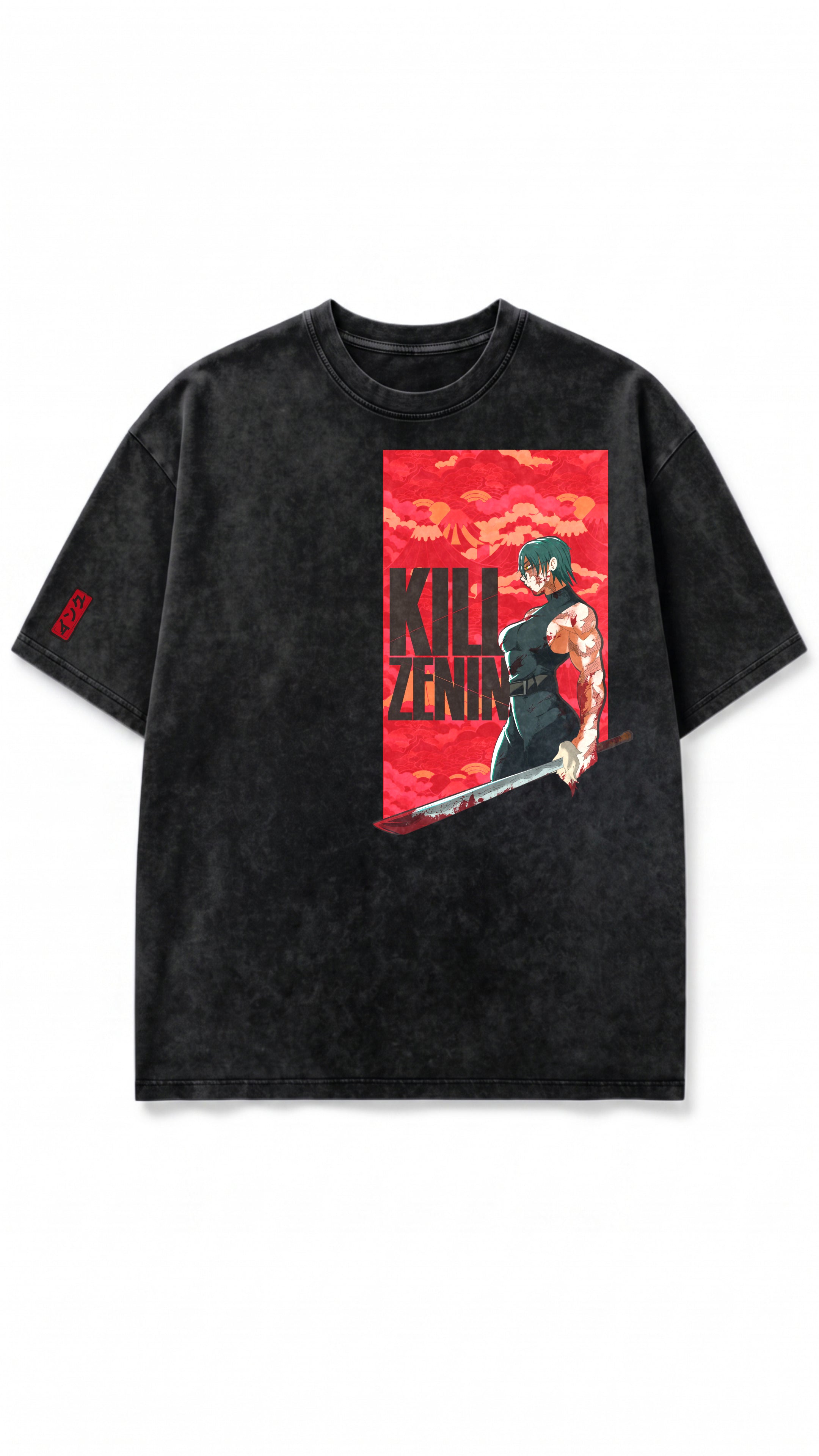 Maki Kill Zenin Snow Washed Oversized Cotton T-Shirt