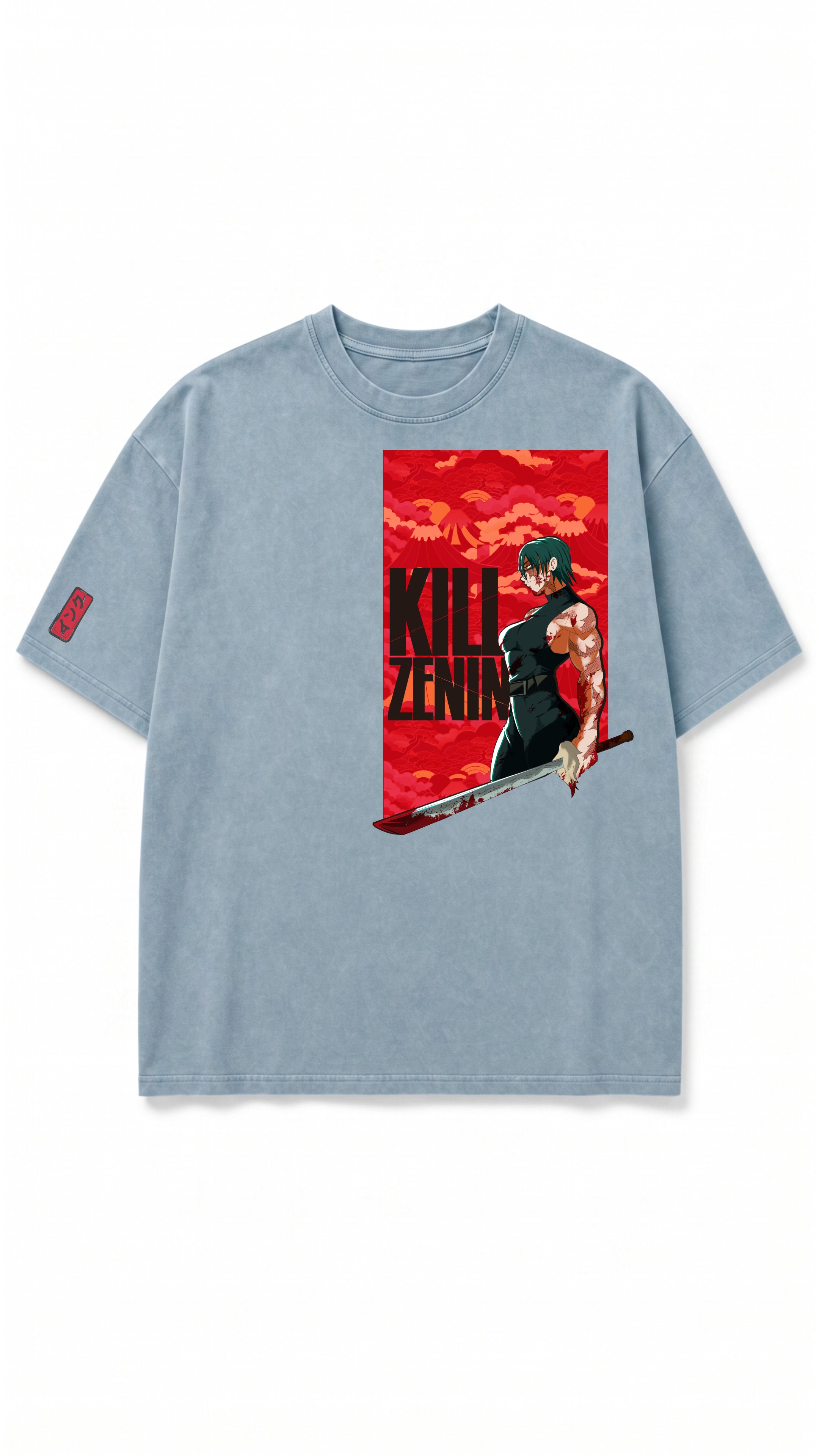 Maki Kill Zenin Snow Washed Oversized Cotton T-Shirt