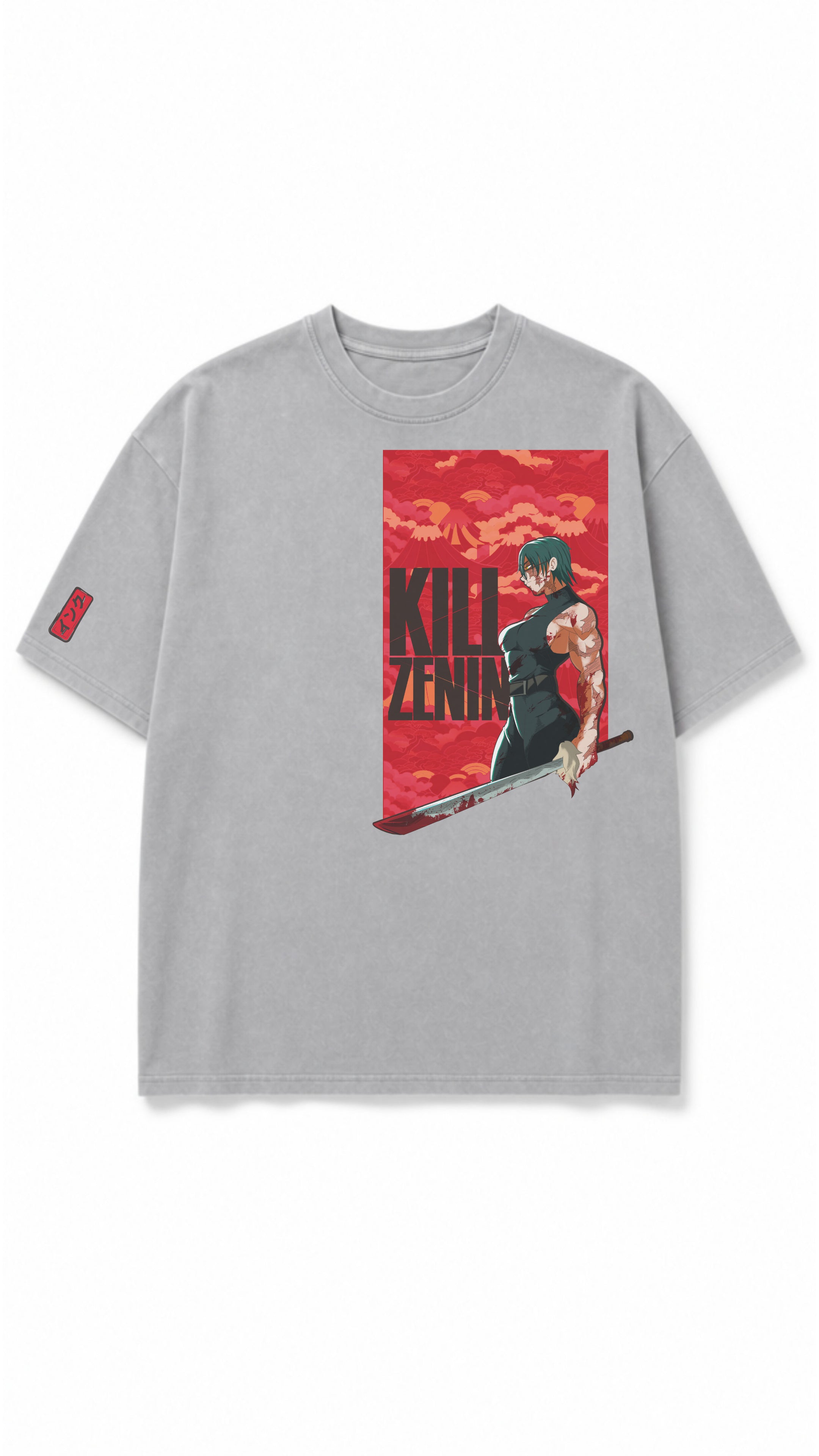 Maki Kill Zenin Snow Washed Oversized Cotton T-Shirt