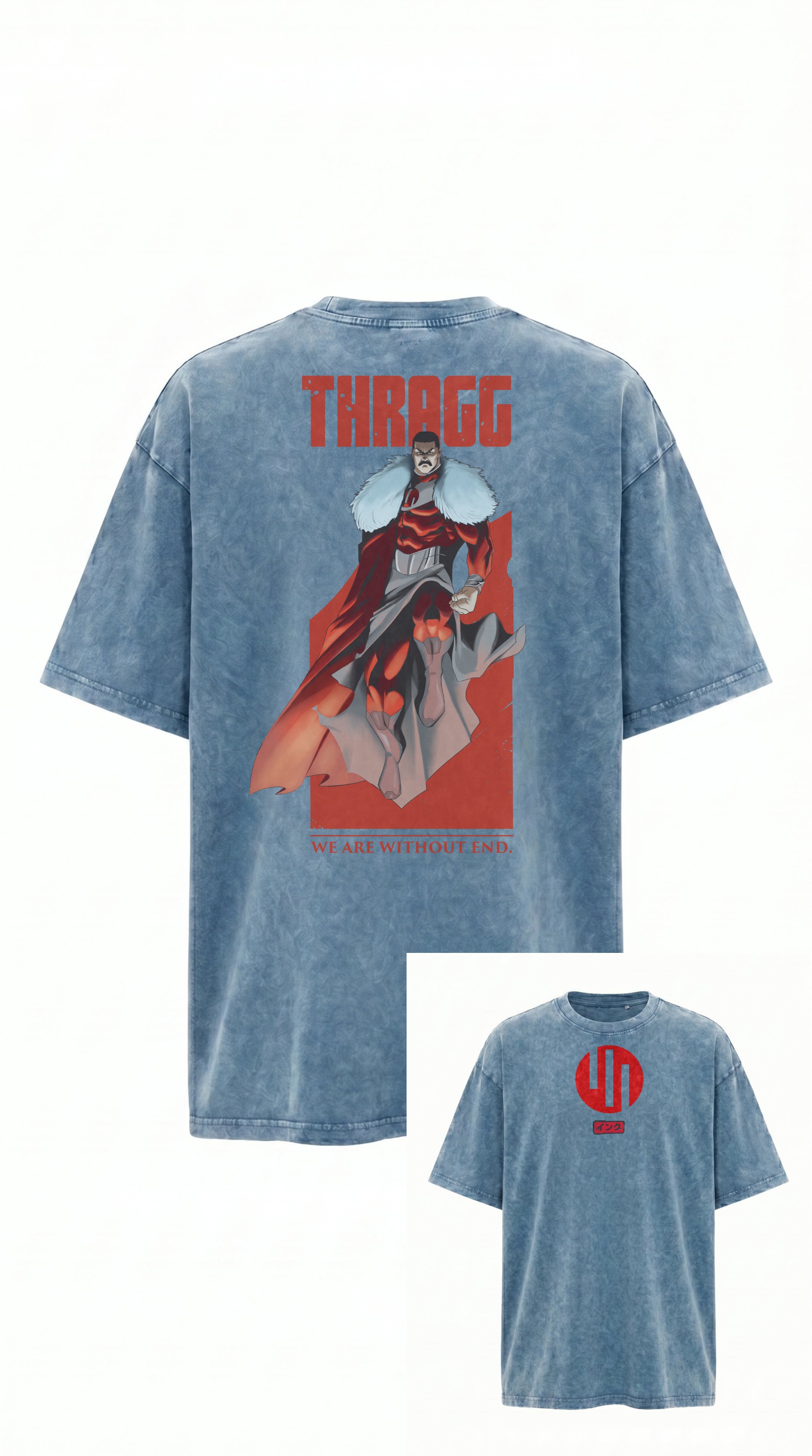 Thragg Back Snow Washed Oversized Cotton T-Shirt