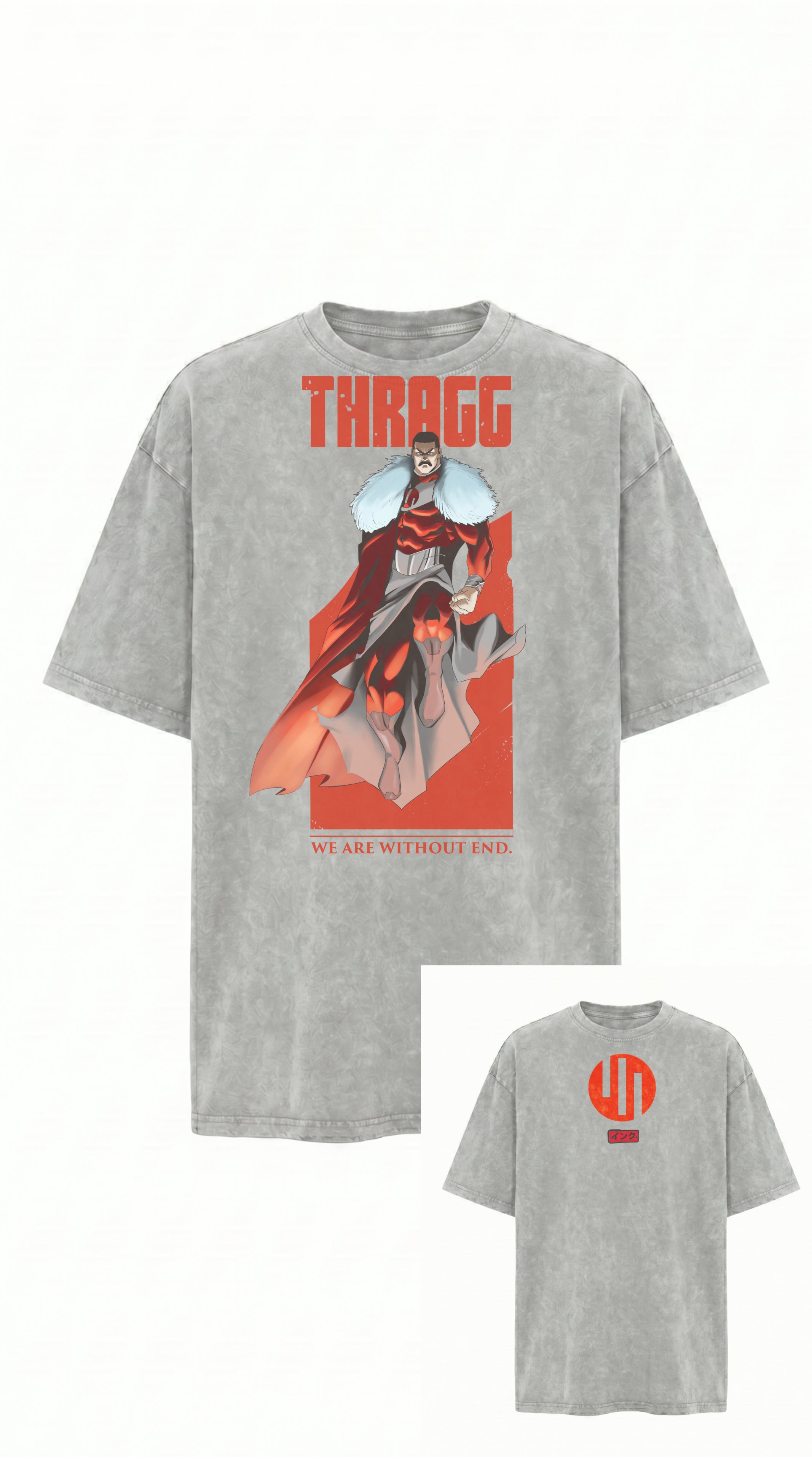Thragg Back Snow Washed Oversized Cotton T-Shirt