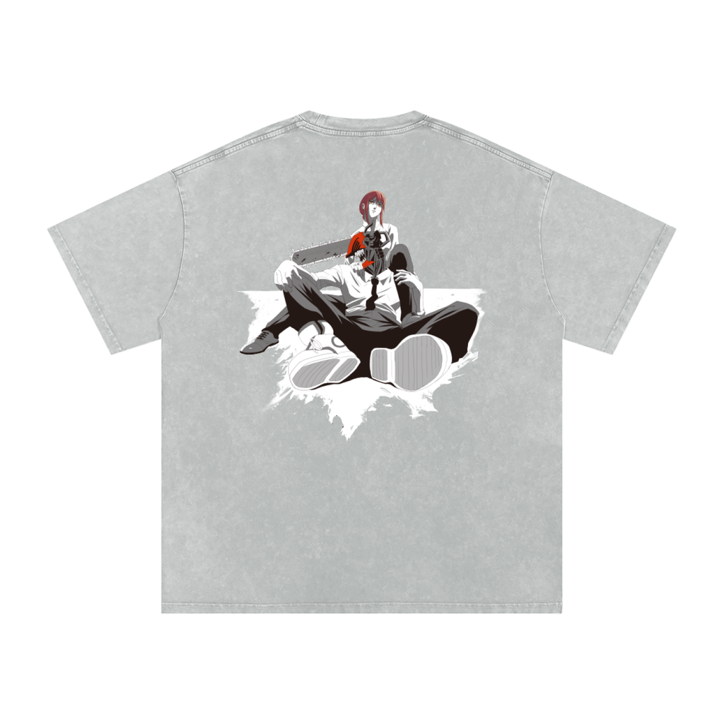 Pochita Snow Washed Oversized Cotton T-Shirt