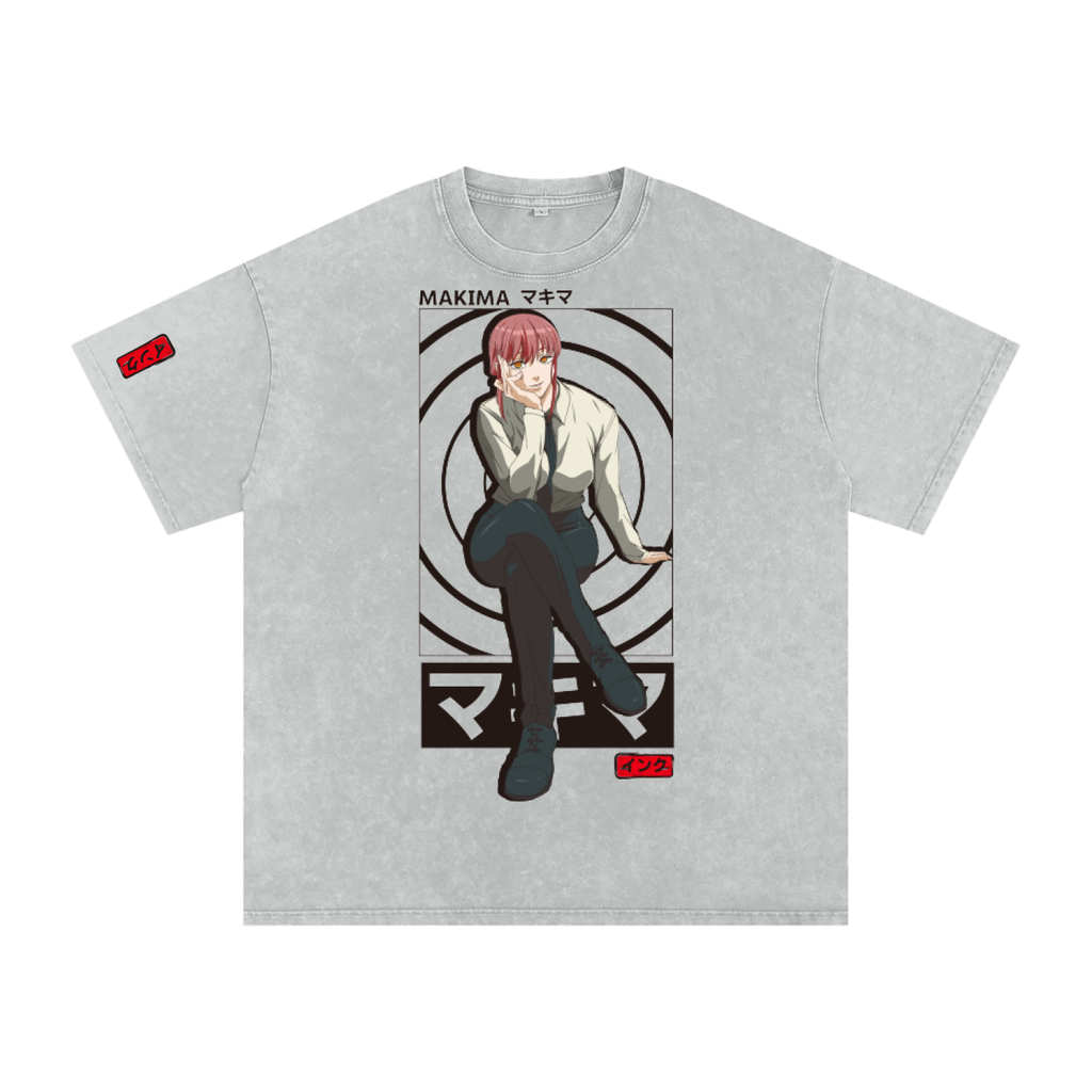 Makima Snow Washed Oversized Cotton T-Shirt