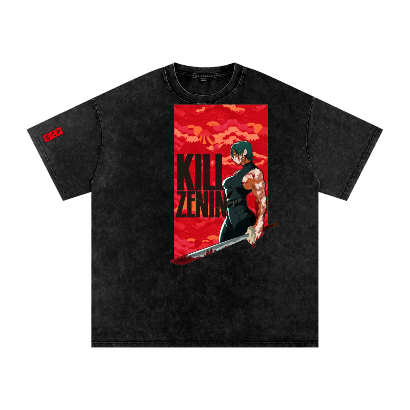 Maki Kill Zenin Snow Washed Oversized Cotton T-Shirt