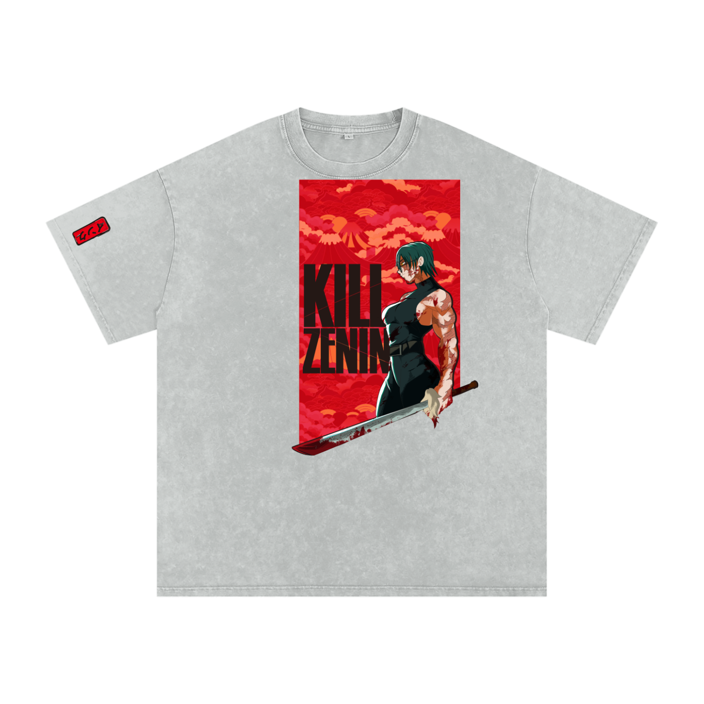 Maki Kill Zenin Snow Washed Oversized Cotton T-Shirt