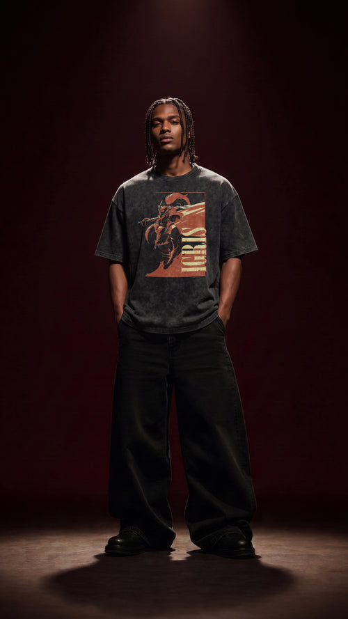 Igris Gold Snow Washed Oversized Cotton T-Shirt