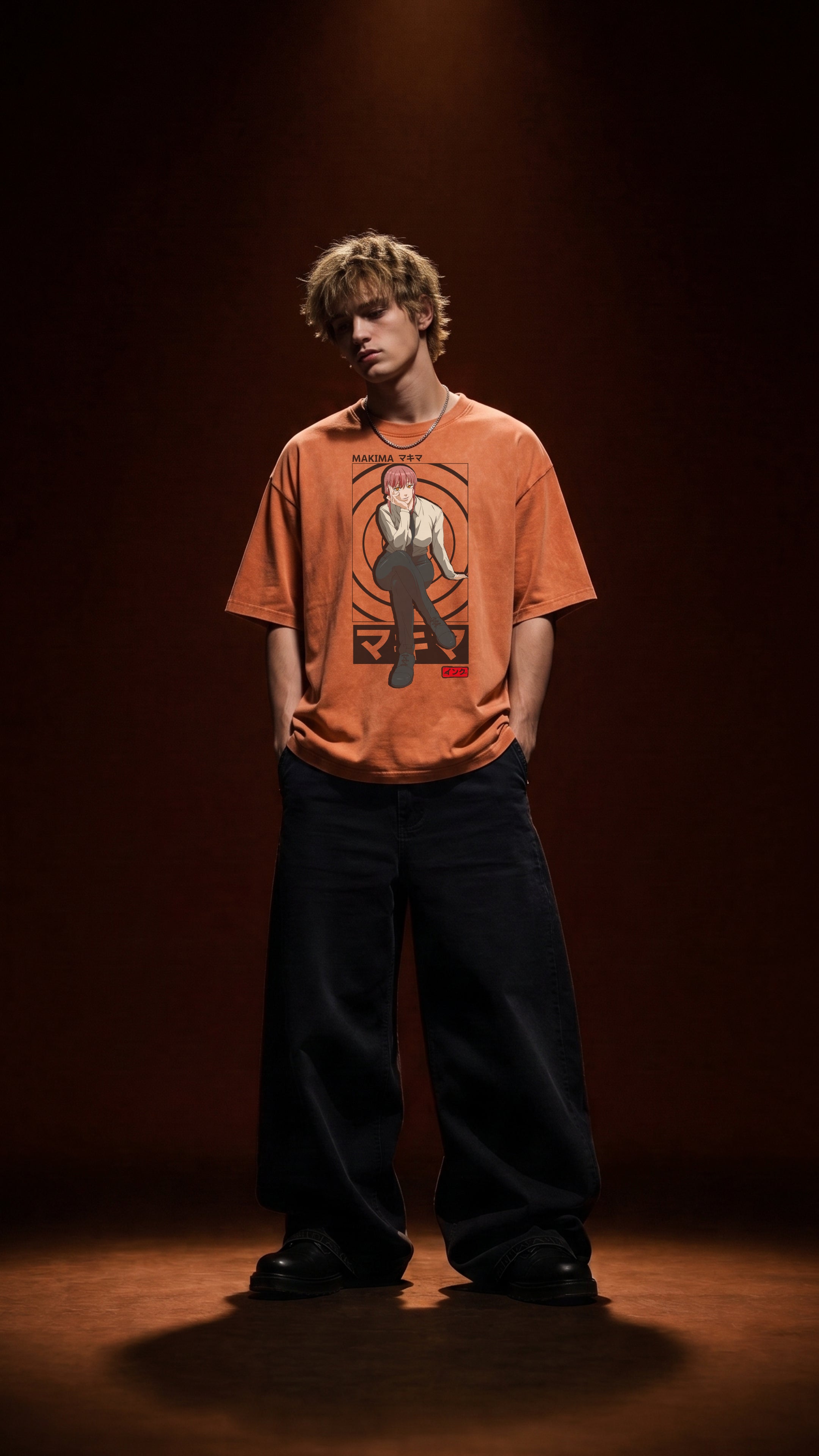 Makima Snow Washed Oversized Cotton T-Shirt