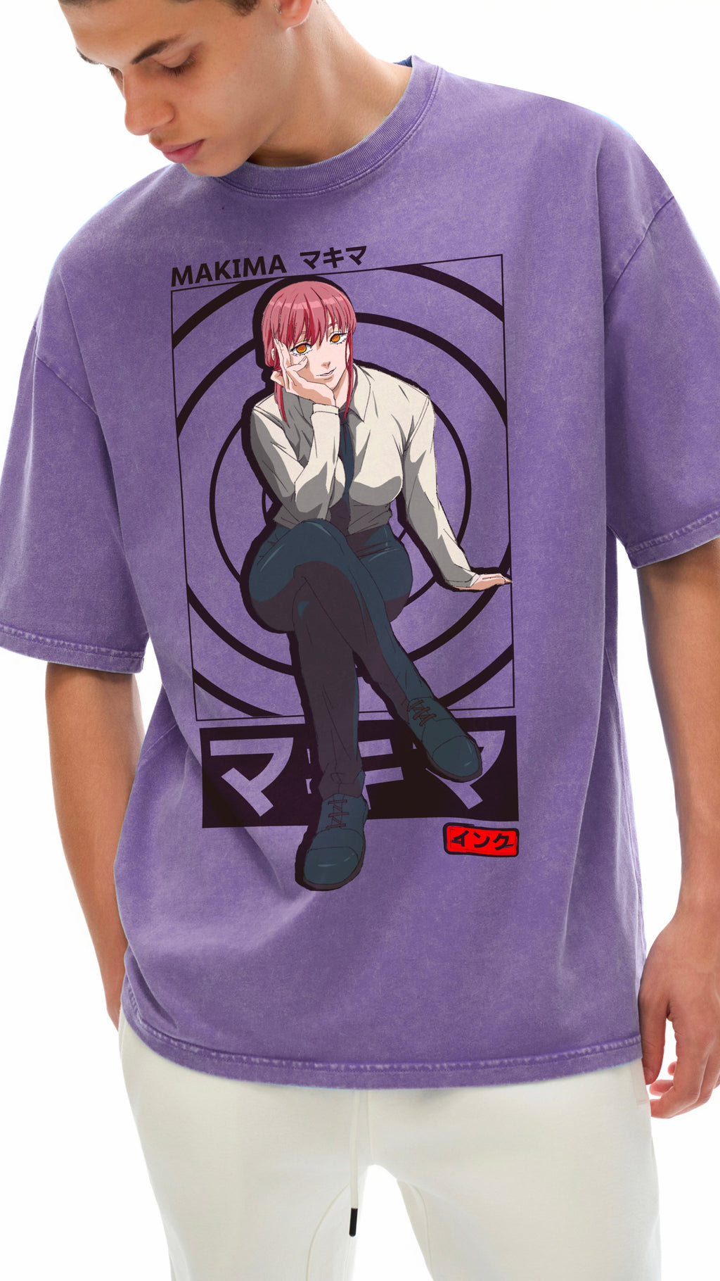 Makima Snow Washed Oversized Cotton T-Shirt